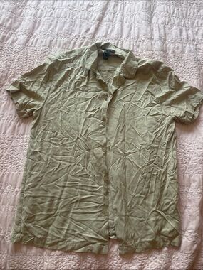 Forever 21 woman's Short-Sleeve Button-Up Shirt - beige